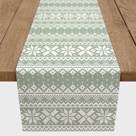 90&#x22; Sage Sweater Twill Table Runner